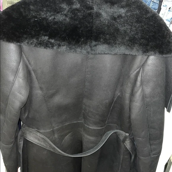 L.K. Bennet CT Amberly Black 100% Sheepskin/Shearling Coat Jacket- size Small